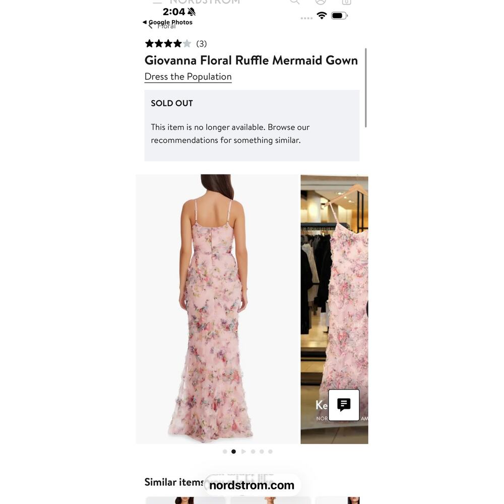 Dress The Population Giovanna Floral Ruffle Mermaid Gown Dress Pink Size XS NWT - Picture 4 of 15